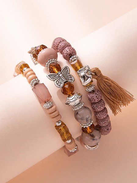 

Boho Beaded Tassel Layered Bracelet Holiday Everyday Women's Jewelry, Brown, Bracelets