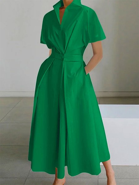 

Plain Regular Fit Urban Shirt Dress, Green, Maxi Dresses