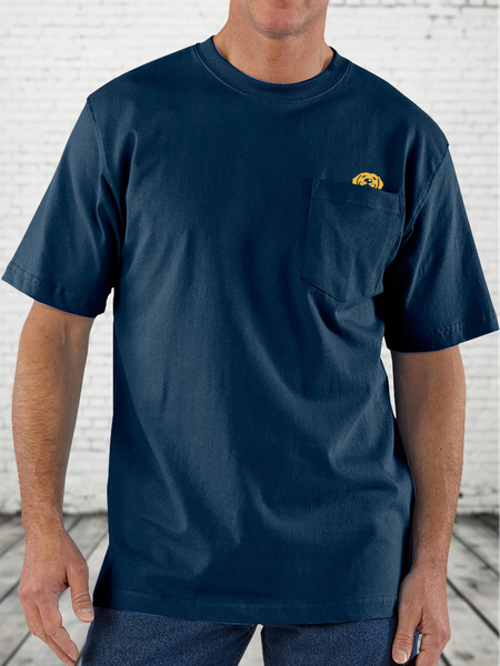 

Men's Loose Fit Heavyweight Short-Sleeve Pocket Dog Funny Graphic Printing Cotton Loose Casual Plain T-Shirt, Dark blue, T-shirts