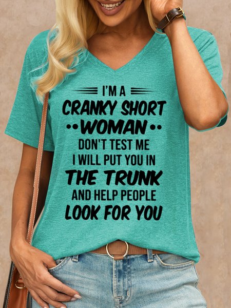 

Women's Funny I‘m A Cranky Short Women Casual Crew Neck T-Shirt, Green, T-shirts