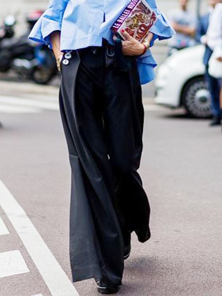 

Plain Urban Regular Fit Fashion Pants, Black, Pants
