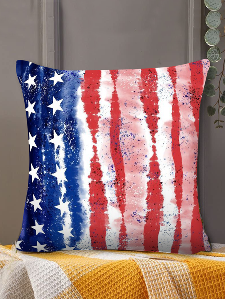 

18*18 Throw Pillow Covers, Independence Day America Flag Soft Flax Cushion Pillowcase Case For Living Room, As picture, Pillow Covers