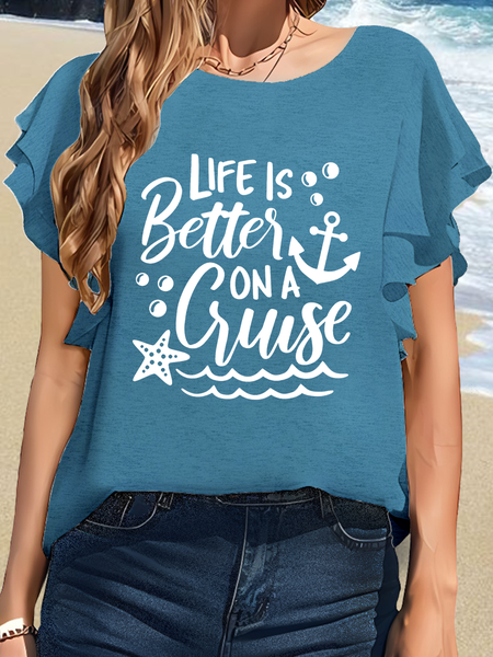 

Women’s Life is Better on a Cruise Vacation Casual T-Shirt, Blue, T-shirts