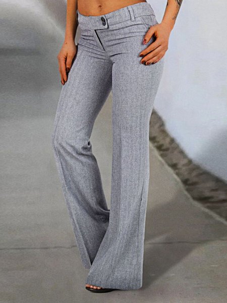 

Loose Casual Double Button Low Waist Flare Pants, Gray, Pants