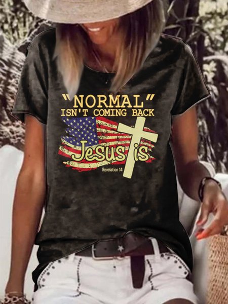 

Casual Normal Isn't Coming Back But Jesus Is 14 Crew Neck Tank Top, Black, T-Shirts