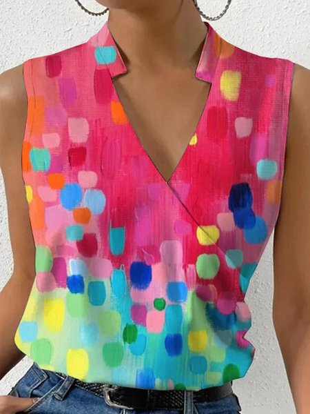 

Casual Ombre Regular Fit V Neck Tank Top, Deep pink, Tanks & Camis