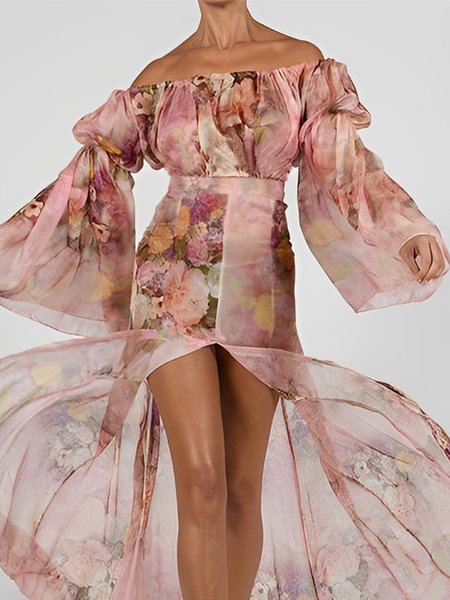

Vacation Floral Cold Shoulder Shirt, Pink, Blouses and Shirts