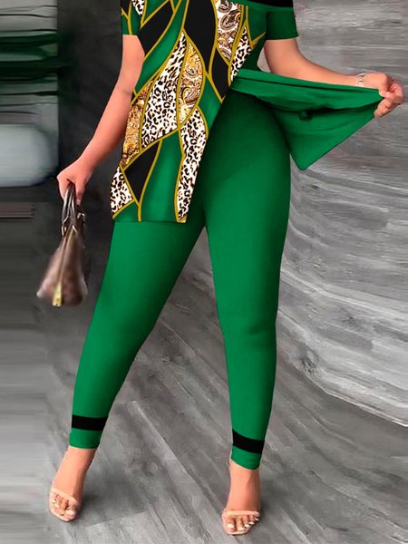 

Casual Color Block Tight Sweatpants, Green, Pants
