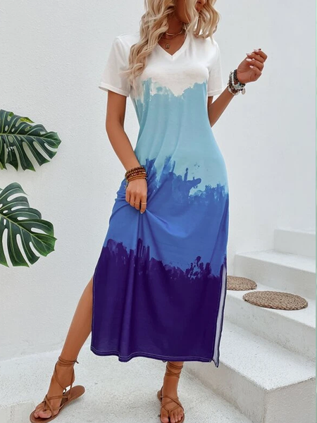 

Casual Jersey Striped Loose Dress, Blue, Dresses