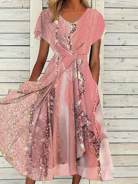 

Casual V Neck Regular Fit Ombre Dress, Pink, Formal Dresses