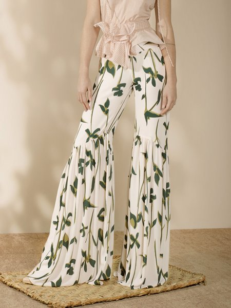 

Elegant Plants Regular Fit Fashion Pants, White, Pants