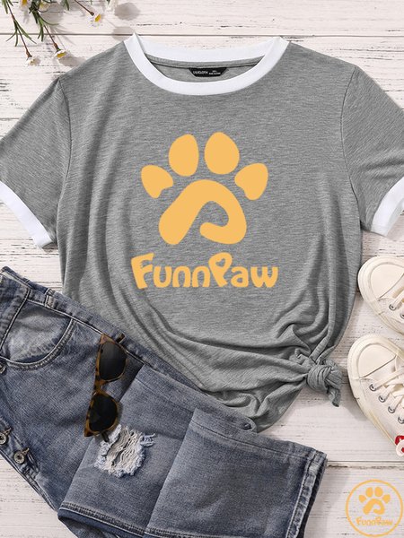 

Lilicloth X Funnpaw Women's Funnpaw Matching Crew Neck T-Shirt, Gray, T-shirts