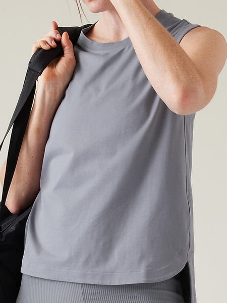 

Plain Loose Sports Tank Top, Gray, Tanks & Camis
