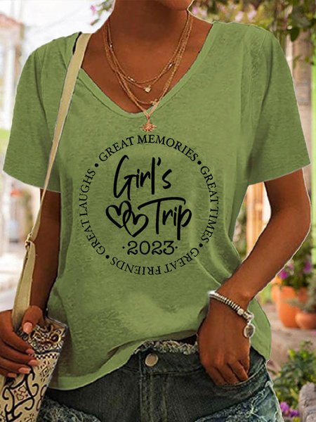 

Letter Pattern Casual T-Shirt, Green, T-Shirts