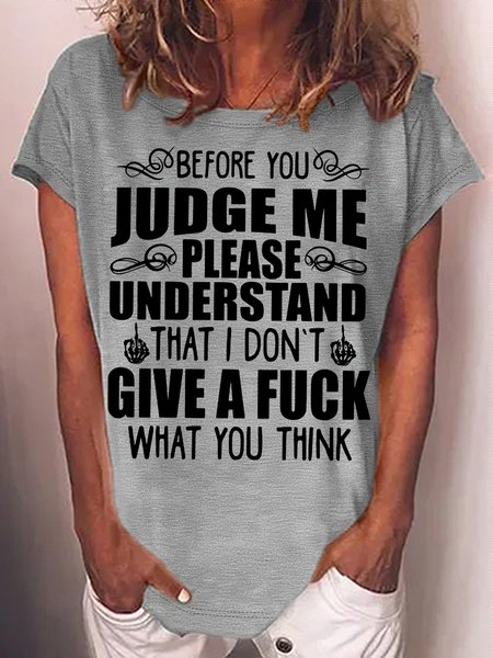 

Women's Before You Judge Me Sarcastic Casual T-Shirt, Gray, T-shirts