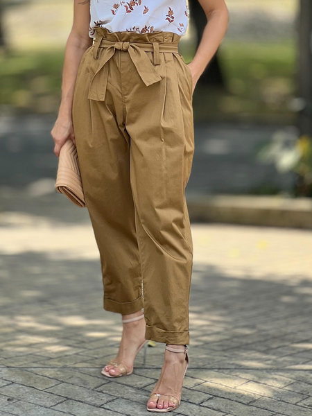 

Loose Lightweight Plain Urban Cargo Long Pants Cargo pants, Brown, Pants