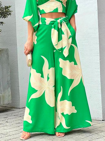 

Floral Vacation Regular Fit Fashion Pants, Green, Pants