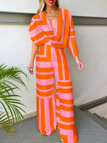 

Vacation Abstract Graphic Regular Fit Jumpsuit, As picture, Jumpsuits