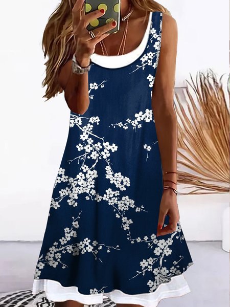 

Loose Crew Neck Casual Dress, Blue, Dresses