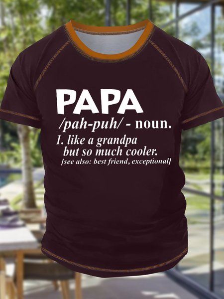 

Men's Papa Like A Grandpa But So Much Cooler Funny Graphic Printing Text Letters Crew Neck Casual Regular Fit T-Shirt, Red, T-shirts