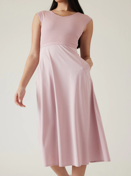 

Casual Loose Crew Neck Plain Dress, Light pink, Dresses