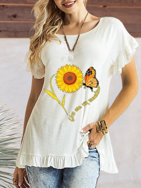 

Floral Vacation Crew Neck T-Shirt, White, T-Shirts
