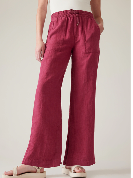

Loose Casual Plain Cotton Pants, Red, Pants
