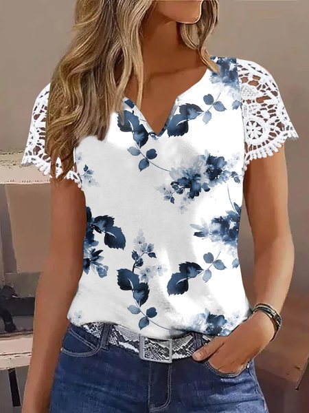 

Casual Lace Floral Lace Shirt, White, Shirts & Blouses