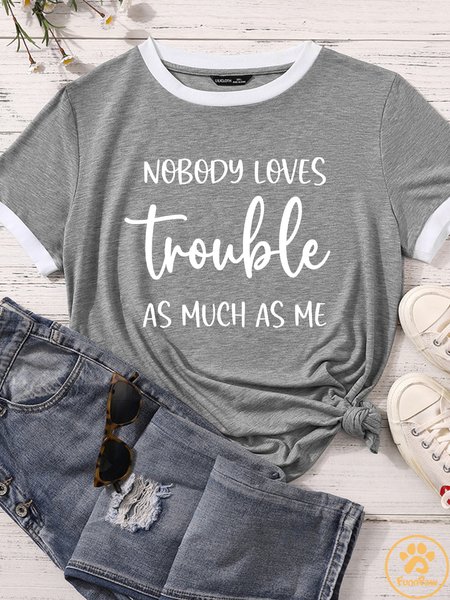 

Lilicloth X Funnpaw Women's Nobody Loves Trouble As Much As Me Matching T-Shirt, Gray, T-shirts