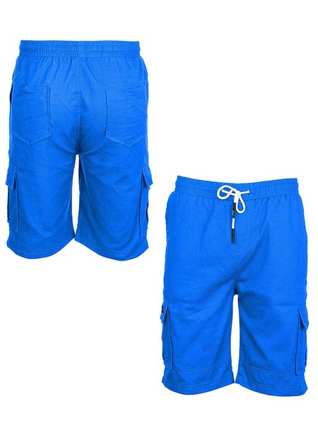 

Men‘s Casual Elastic Waist Cargo Shorts Relaxed Fit Outdoor Multi Pocket Work Shorts, Lake blue, Shorts