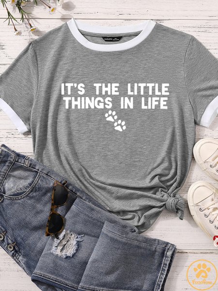 

Lilicloth X Funnpaw Women's It's The Little Things In Life Matching T-Shirt, Gray, T-shirts