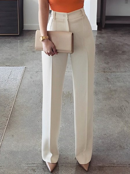 

Regular Fit Urban Fashion Straight Pants, Off white, Pants