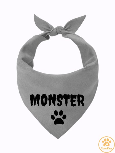 

Lilicloth X Funnpaw Monster Matching Dog Print Bib, Gray, Pet Bandanas