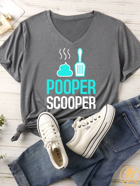 

Women's Pooper Scooper Matching V Neck T-Shirt, Deep gray, T-shirts
