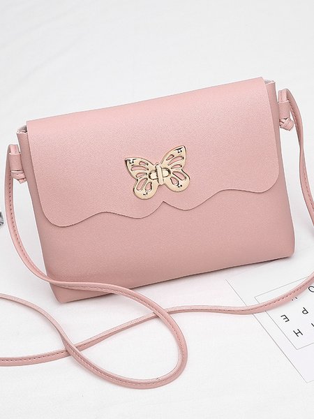 

Casual Leather Metal Butterfly Decorated Messenger Bag Daily Party Female Coin Purse, Pink, Women's Bags