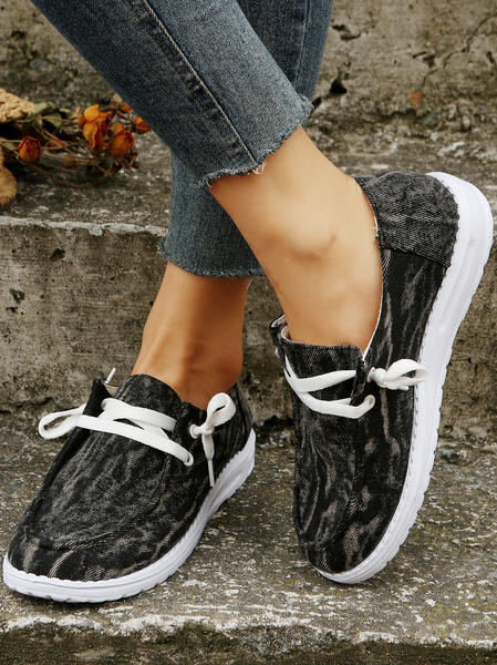 

Women's Black Wash Denim Loafers Comfortable & Lightweight Ladies Shoes, Sneakers