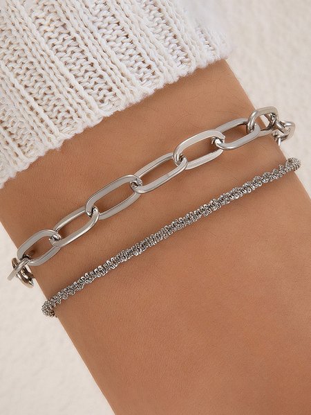 

Casual Silver Chain Diamond Multilayer Bracelet Urban Party Wedding Women's Jewelry, Bracelets
