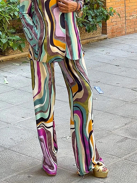 

Urban Abstract Loose Fashion Long Pants Straight pants, As picture, Pants