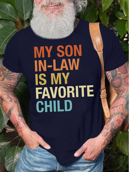 

Men's My Son In Law Is My Favorite Child Funny Graphic Printing Cotton Text Letters Casual Crew Neck T-Shirt, Purplish blue, T-shirts
