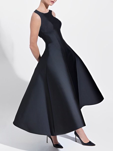 

Elegant Crew Neck Regular Fit Sleeveless Maxi Dress, Black, Maxi Dresses