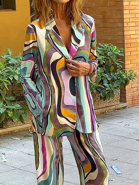 

Loose Long sleeve Abstract Lapel Collar Urban Mid-long Blazer, As picture, Blazers