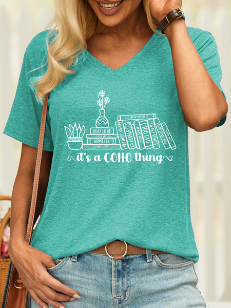 

Women’s It's A Coho Thing Reading Lover Casual T-Shirt, Green, T-shirts