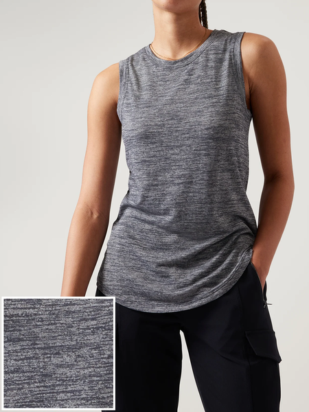 

Sports Loose Crew Neck Tank Top, Gray, Tanks & Camis