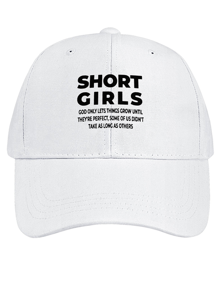 

Women's Short Girls Funny Text Letters Cotton Baseball Caps, White, Women's Hats