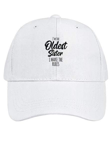 

Womens Funny Sister Gift Old Sister Cotton Baseball Caps, White, Women's Hats