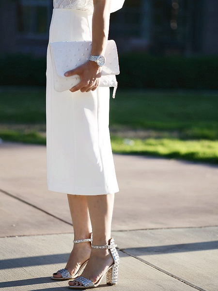 

Plain Loose Lightweight Elegant Short Skirt, White, Skirts