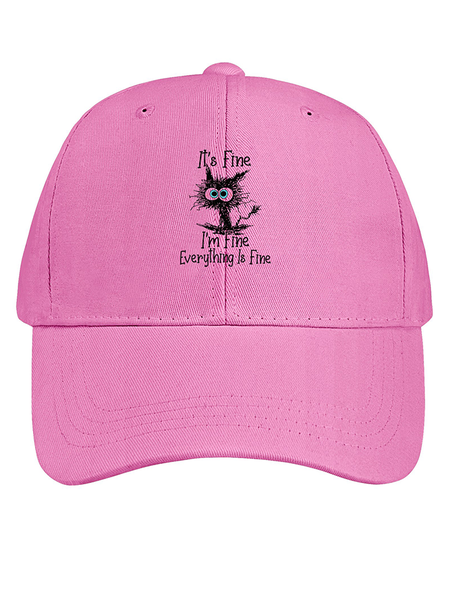 

It's Fine I'm fine Everything Is Fine Funny Cotton Baseball Caps, Pink, Women's Hats