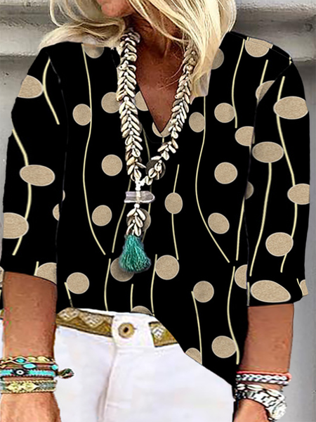 

Plus Size Loose Geometric Casual Blouse, Black, Shirts & Blouses