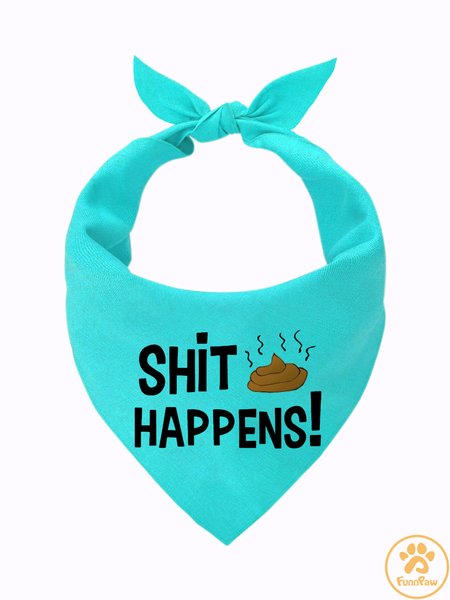 Shit Happens Matching Dog Print Bib, Lightgreen, Pet Bandanas