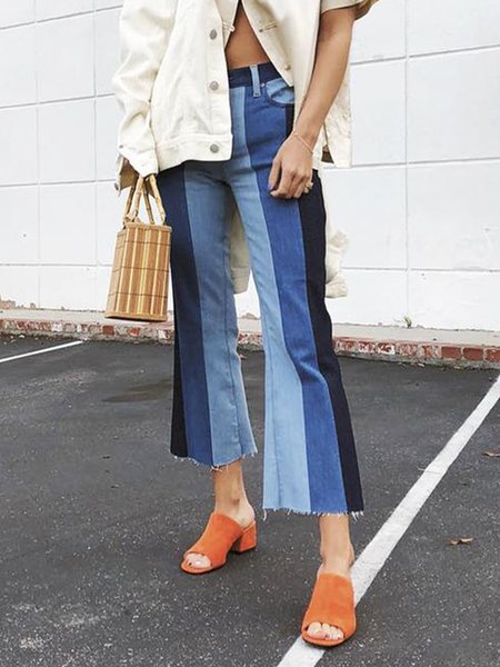 

Color Block Denim Urban Regular Fit Jeans, Blue, Jeans